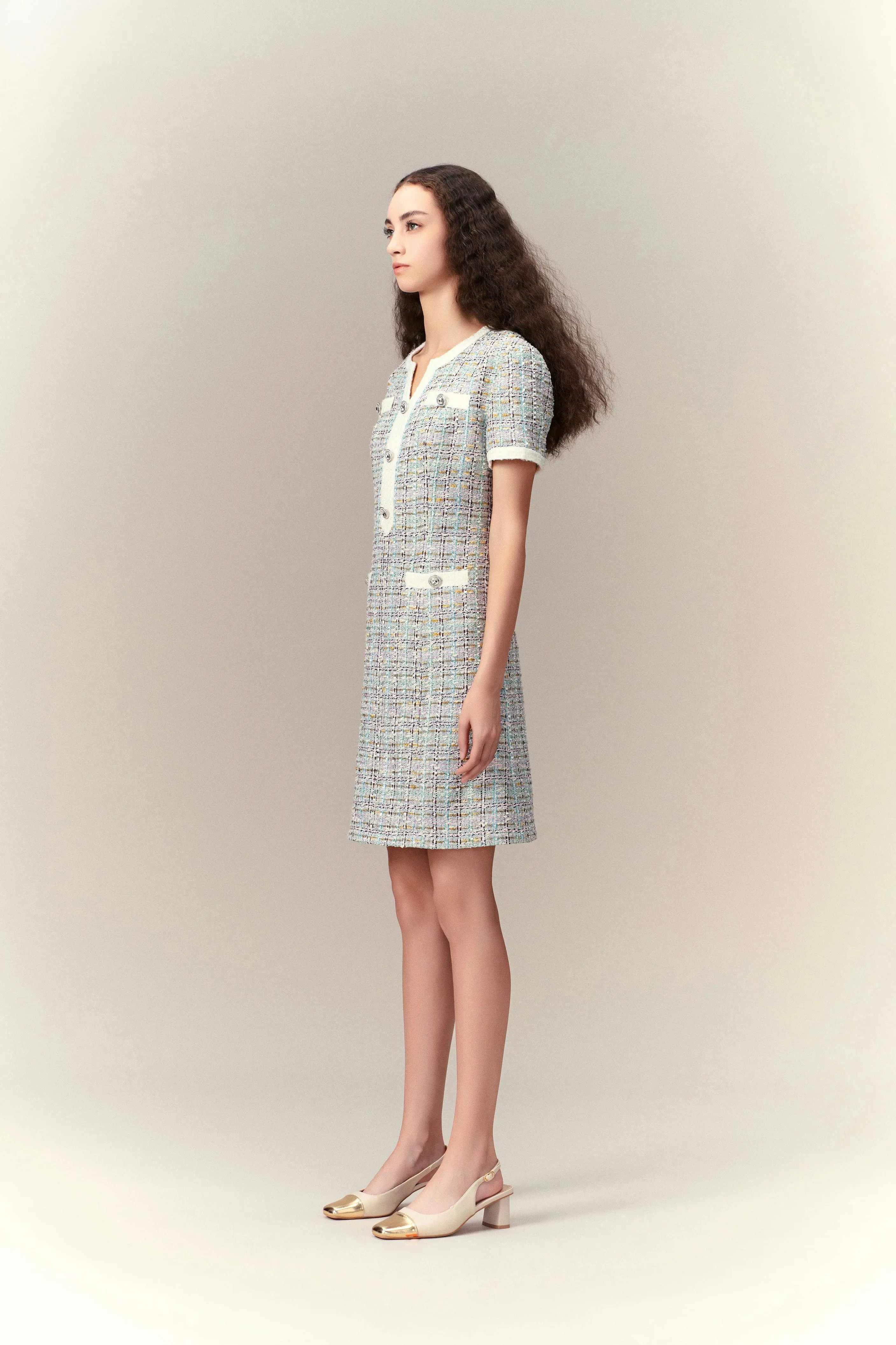 Lurex Classy Check Tweed Dress