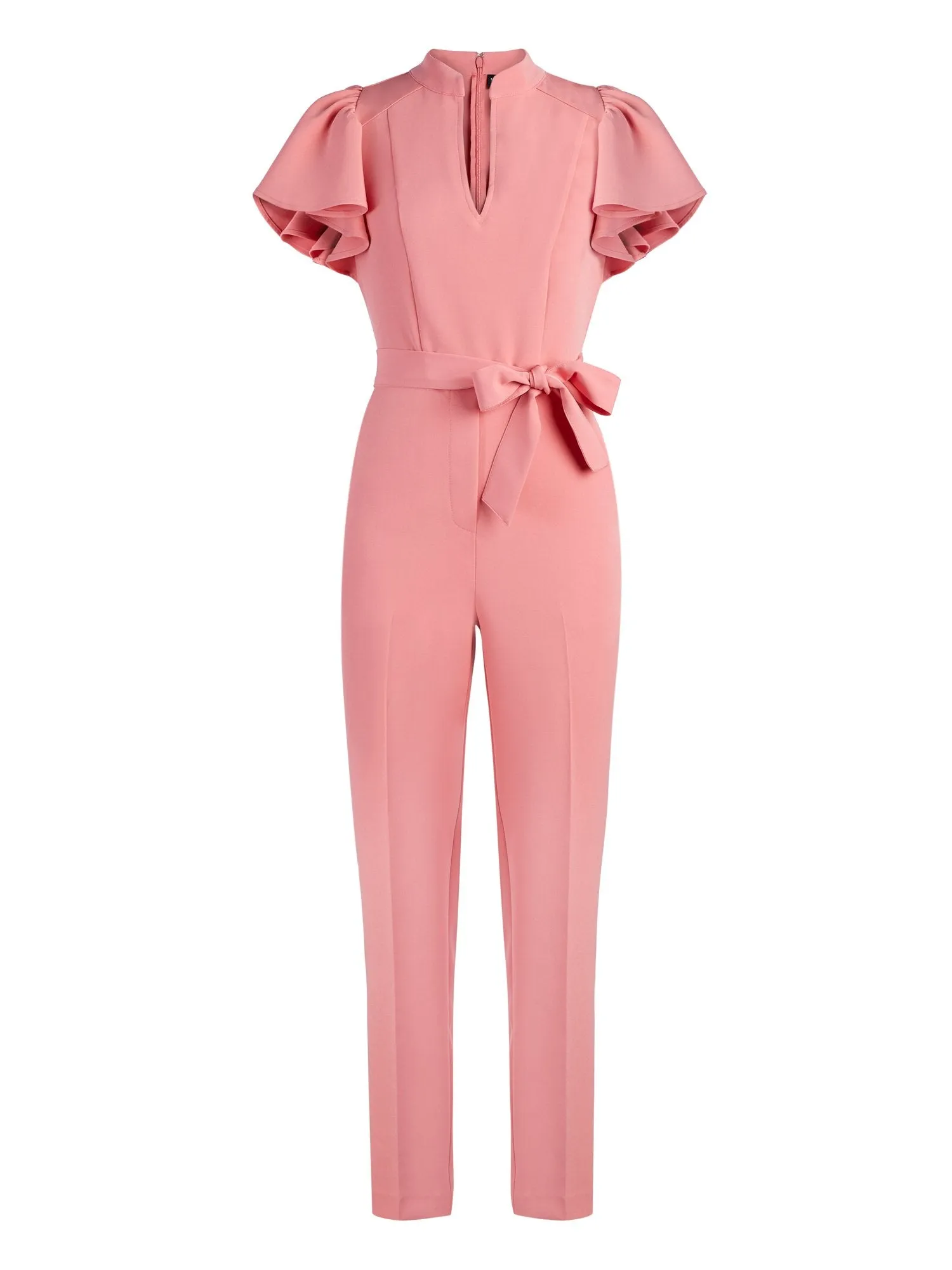 Madie Ruffled-Sleeve Belted Jumpsuit - 7th Avenue