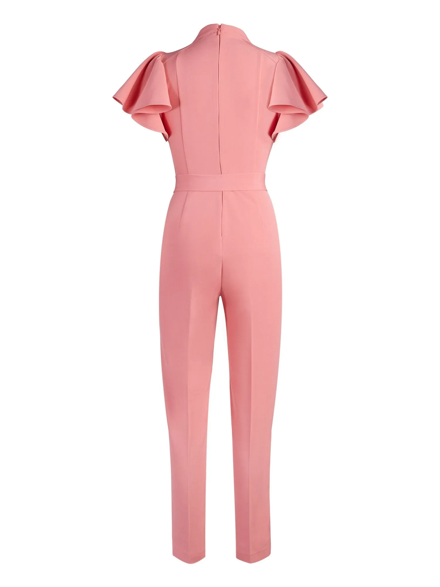 Madie Ruffled-Sleeve Belted Jumpsuit - 7th Avenue