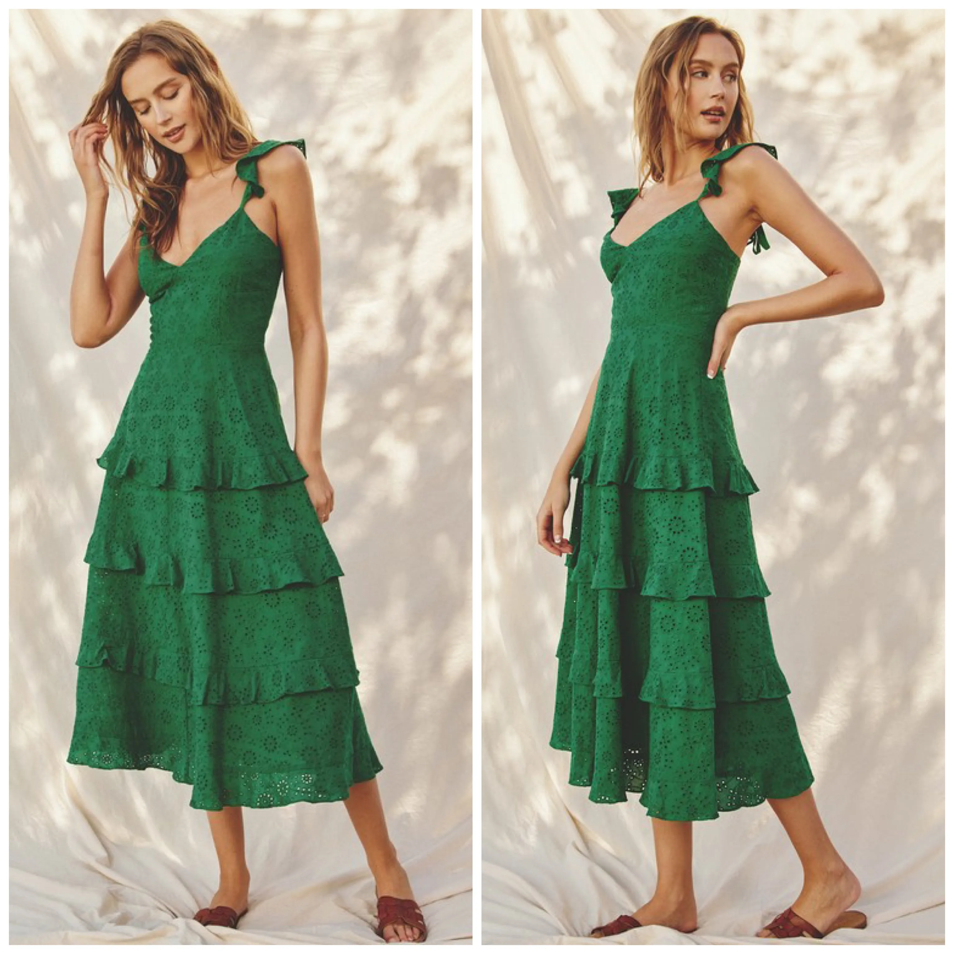 Margot Eyelet Tiered Midi Dress