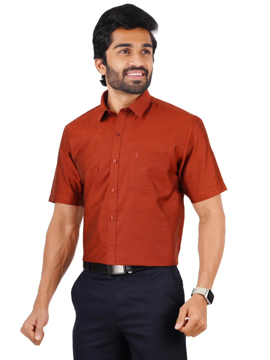 Men Cotton Blend Shirt Copper Brown T29 TE2