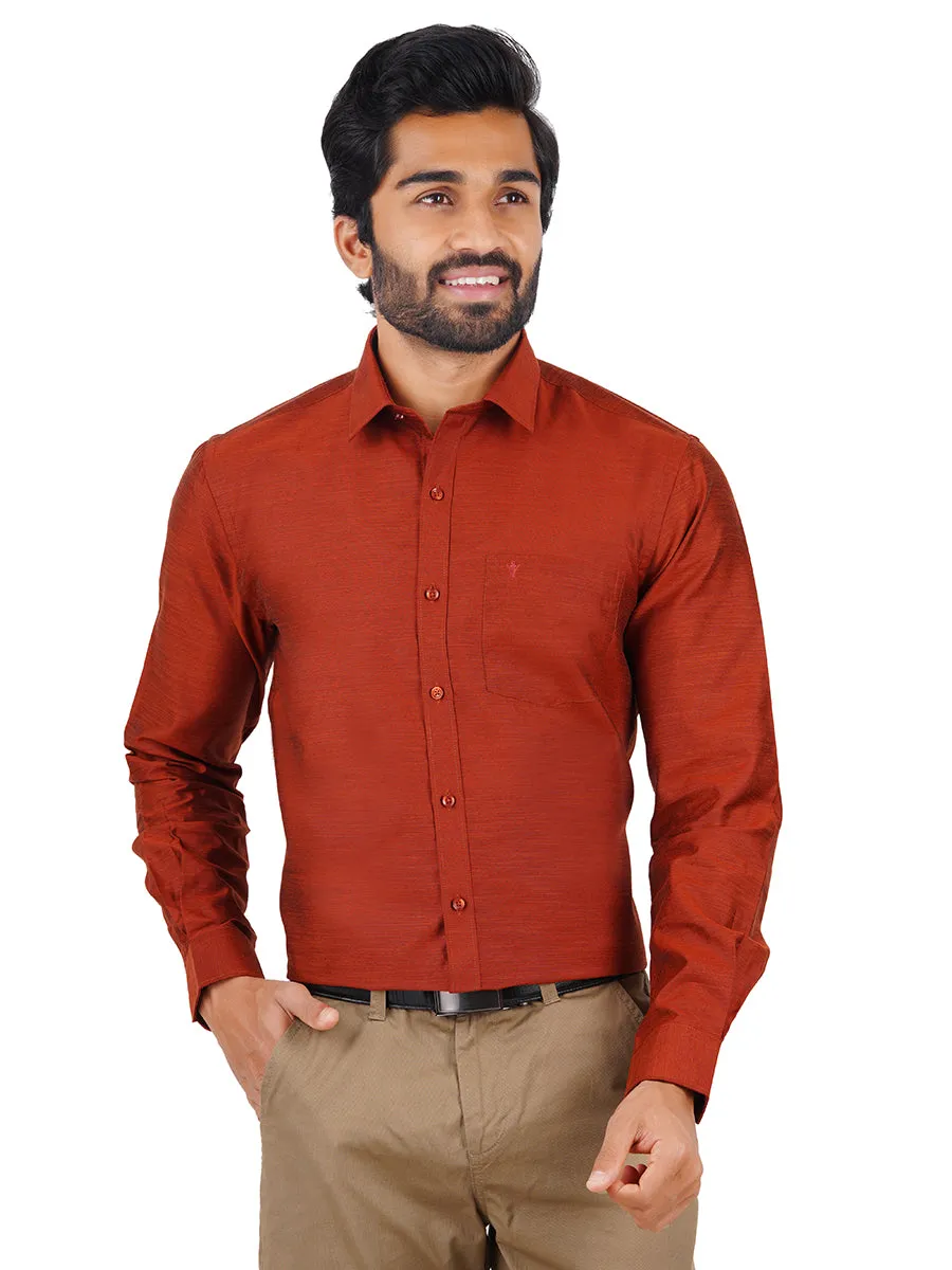 Men Cotton Blend Shirt Copper Brown T29 TE2