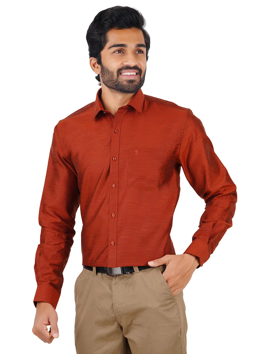 Men Cotton Blend Shirt Copper Brown T29 TE2