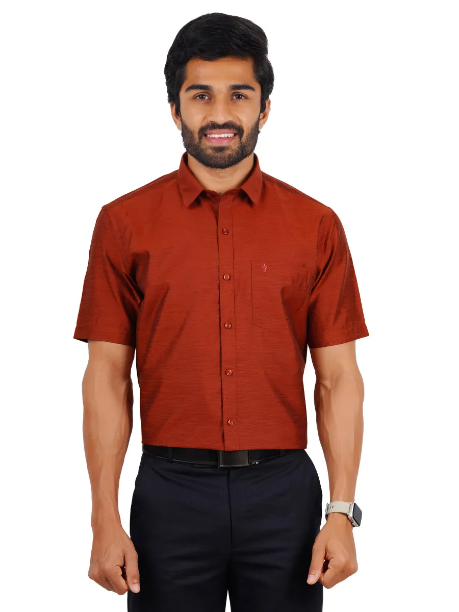 Men Cotton Blend Shirt Copper Brown T29 TE2