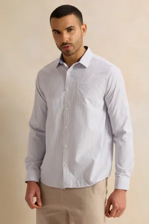 Men White Striped Shirt