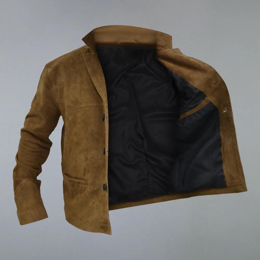 Men's Brown Distressed Genuine Suede Leather Jacket