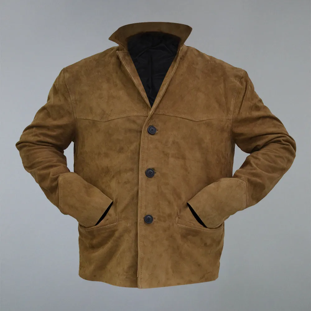 Men's Brown Distressed Genuine Suede Leather Jacket