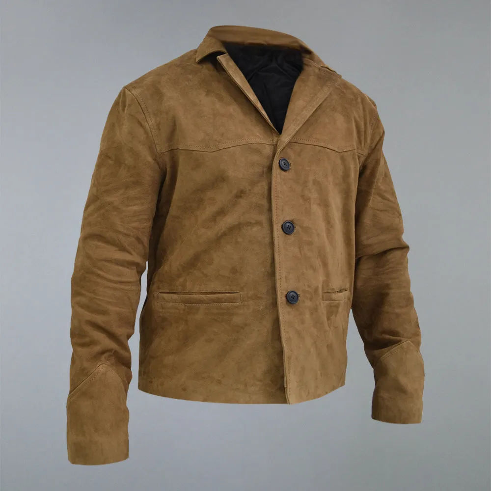 Men's Brown Distressed Genuine Suede Leather Jacket