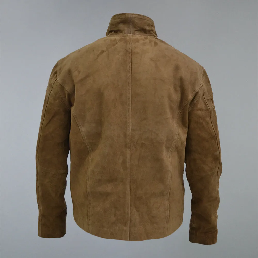 Men's Brown Distressed Genuine Suede Leather Jacket