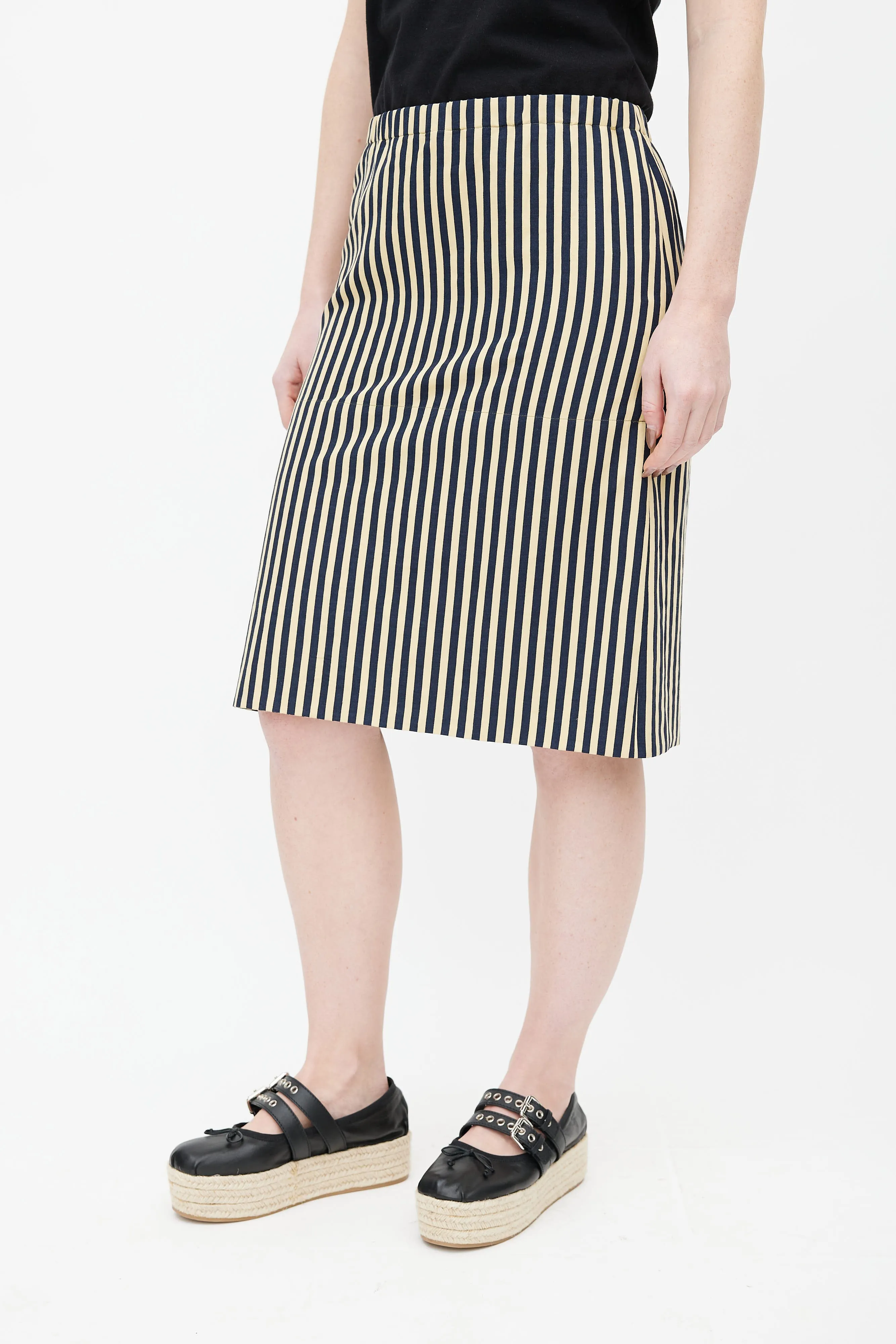 Navy & Yellow Stripe Pencil Skirt