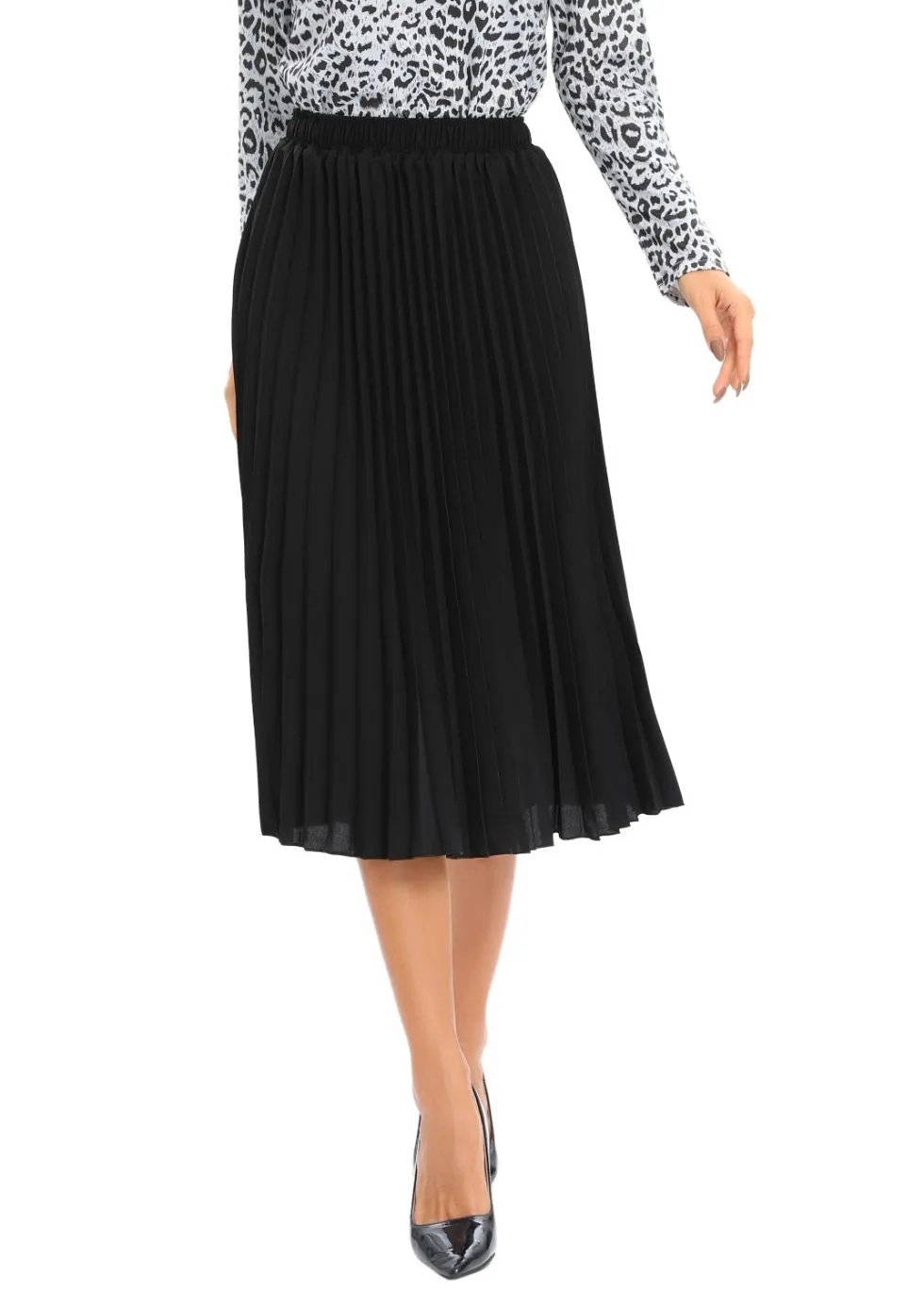 Noir Midi Pleated Skirt