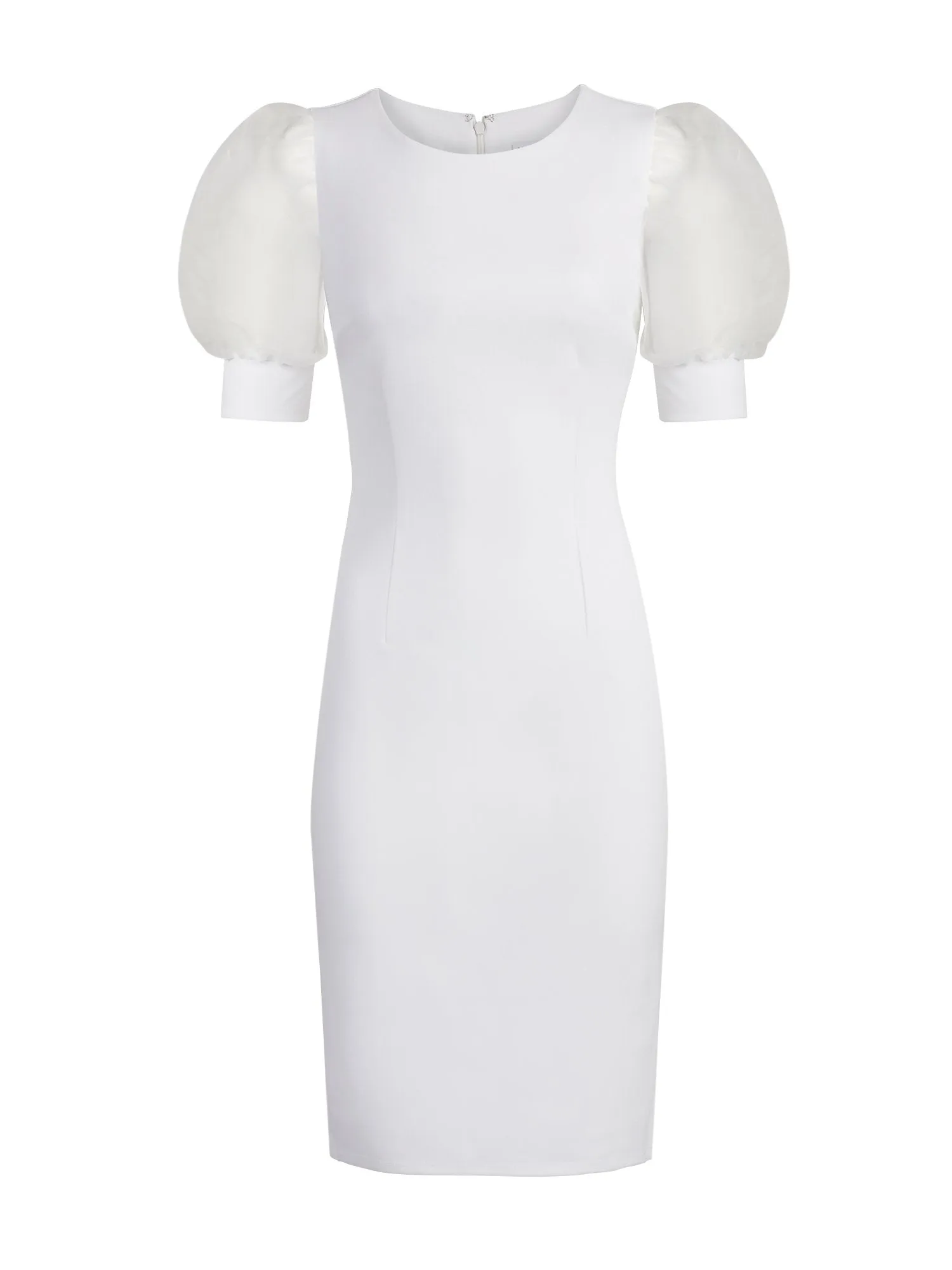 Organza-Sleeve Sheath Dress - Magic Crepe®