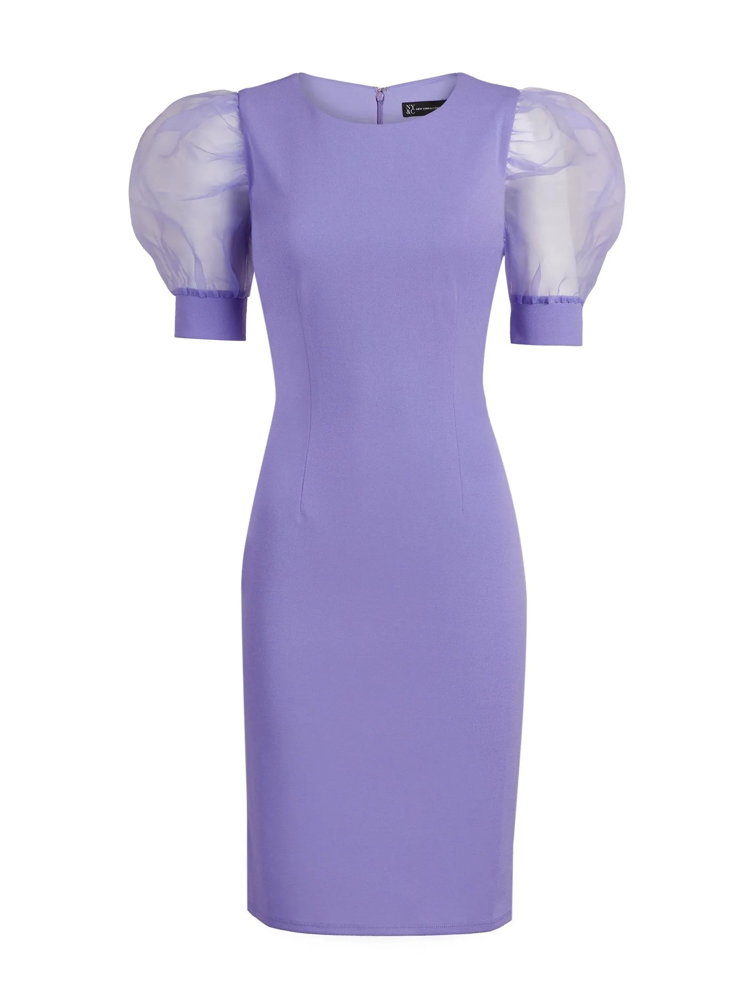 Organza-Sleeve Sheath Dress - Magic Crepe®