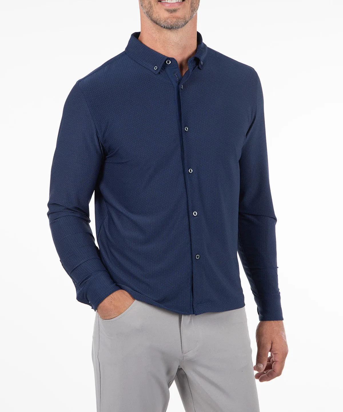 Performance Jersey Balata Button-Down Long-Sleeve Sport Shirt