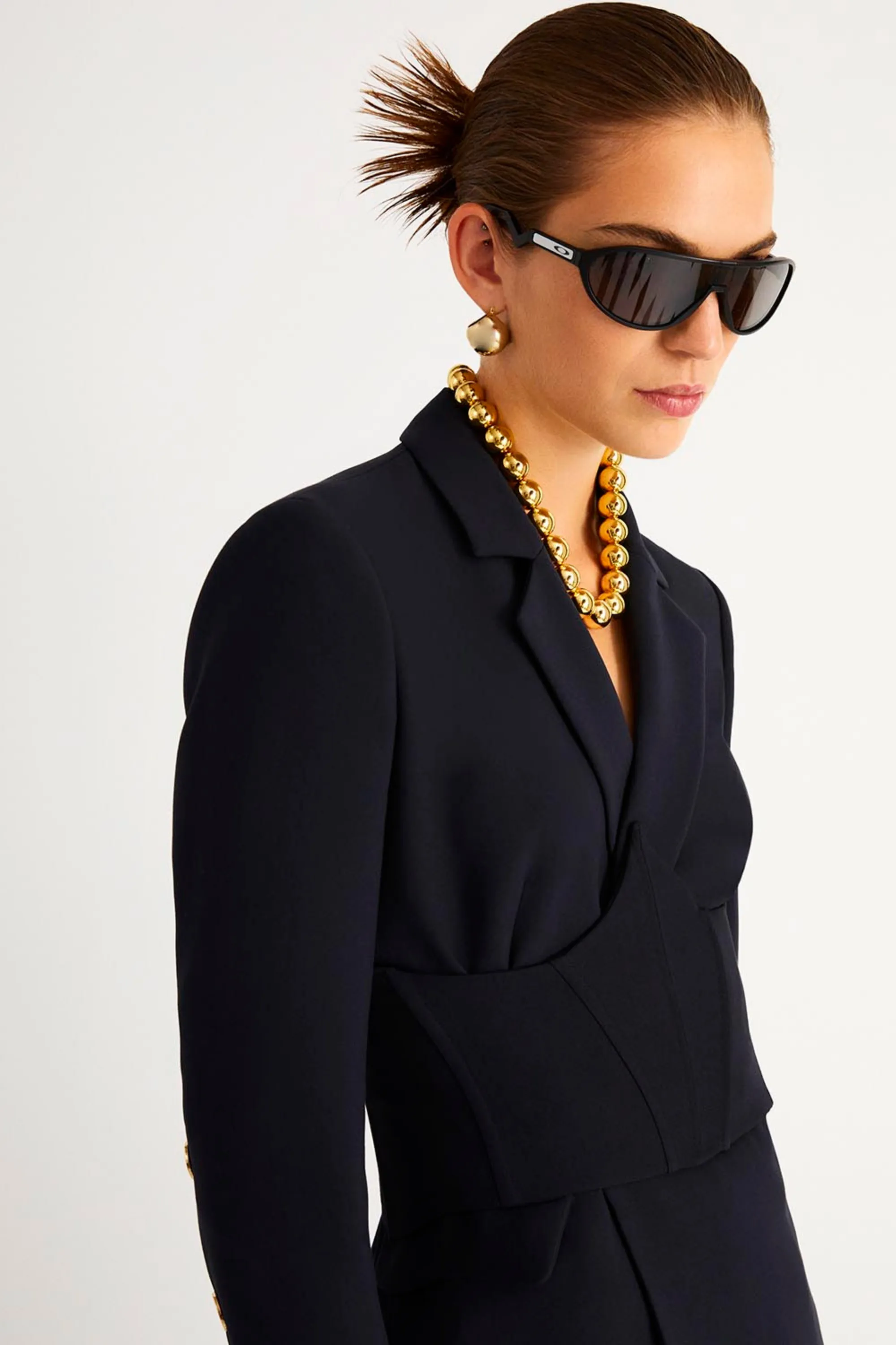 Shoulder Pad Double-Breasted Blazer