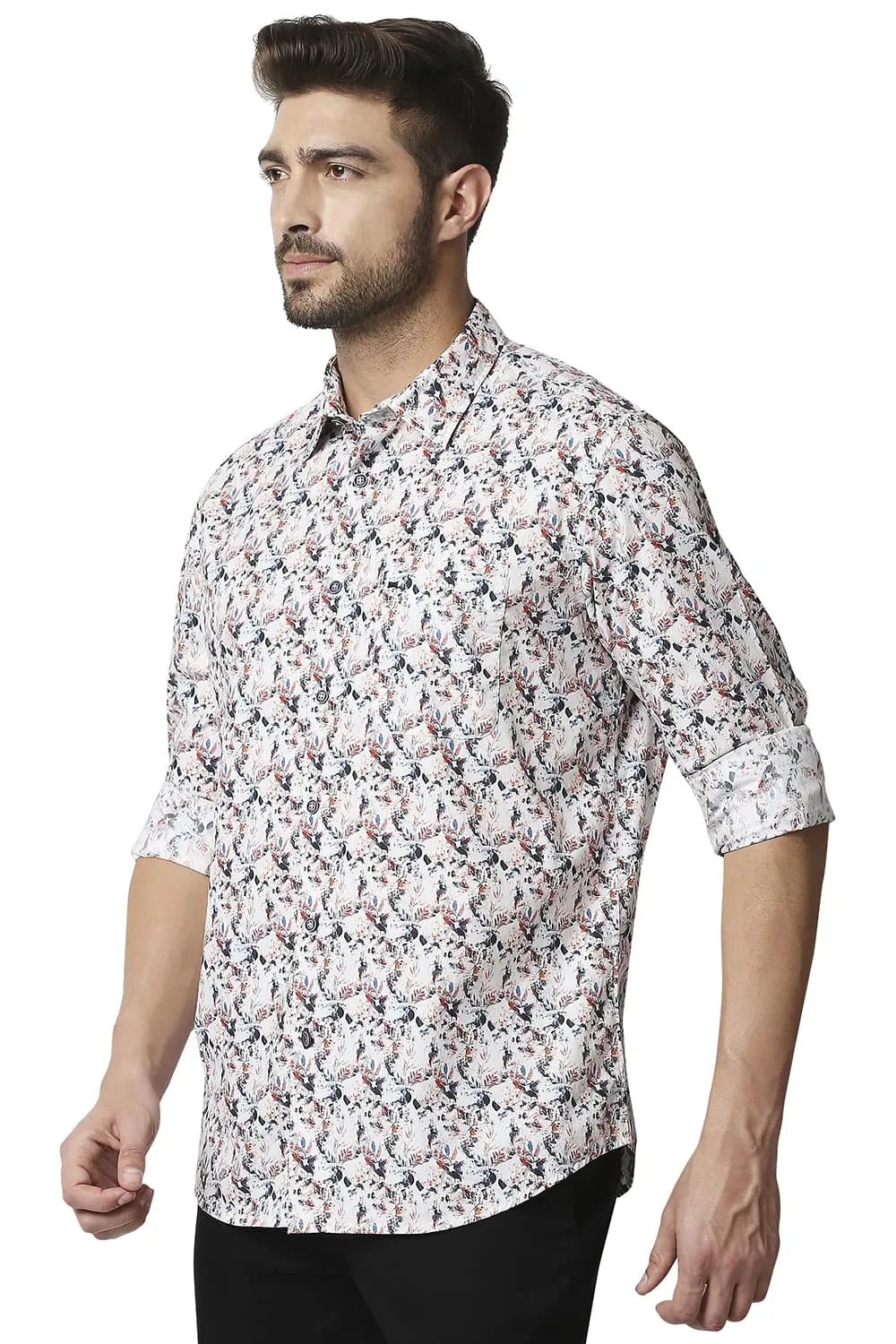 Slim Fit Digital Poplin Printed Shirt