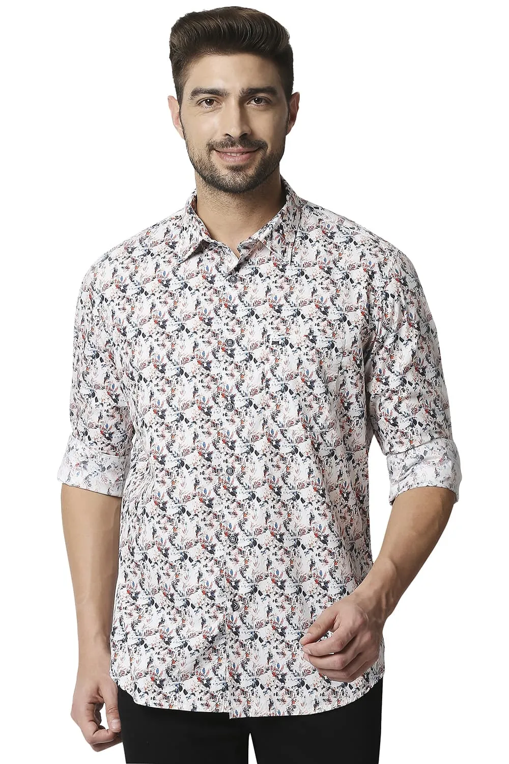 Slim Fit Digital Poplin Printed Shirt