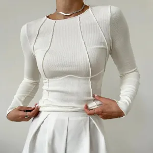 Slim-Fit Threaded Long Sleeve Top - Street Fashion Essential