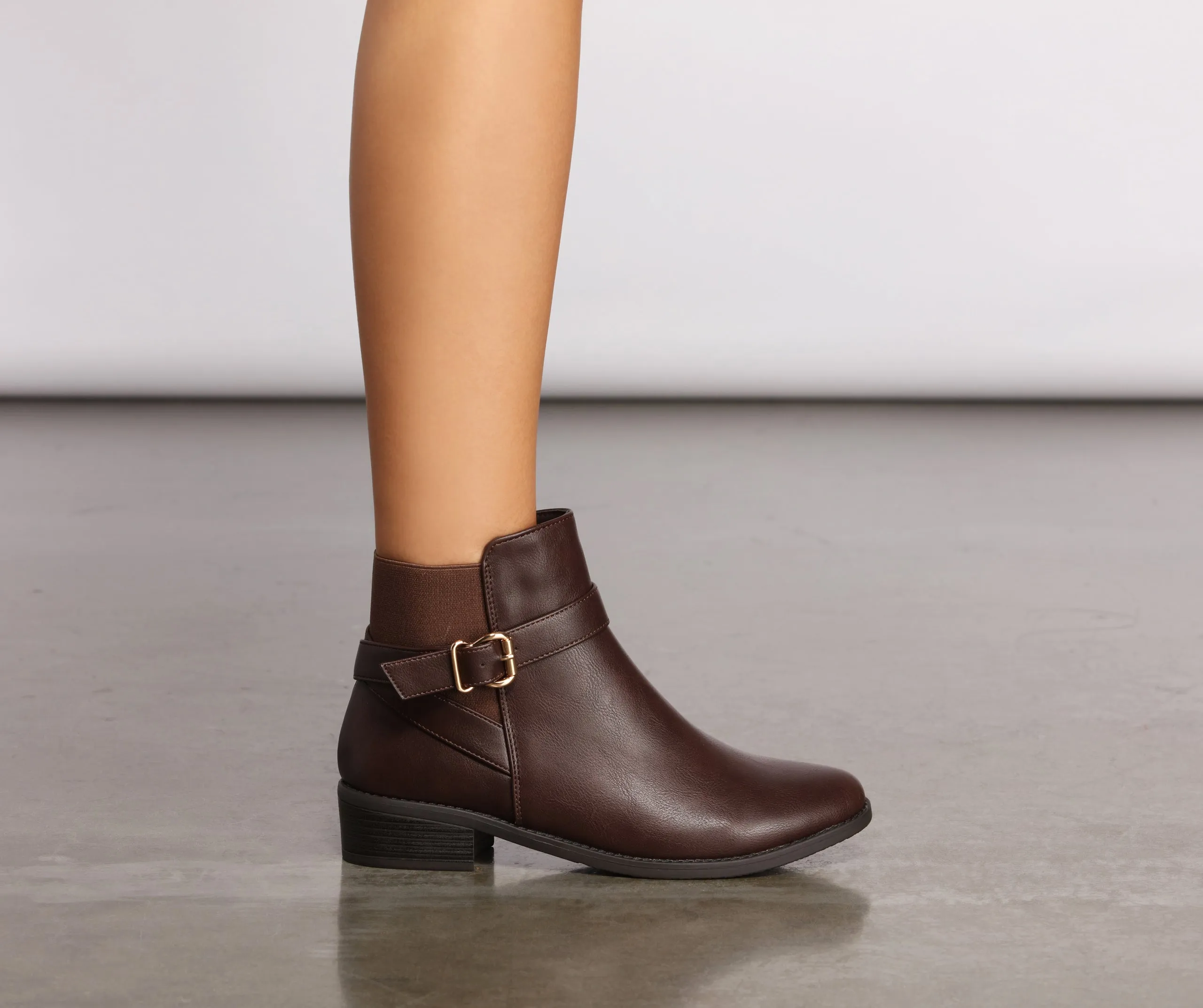 Stacked on Style Faux Leather Ankle Booties