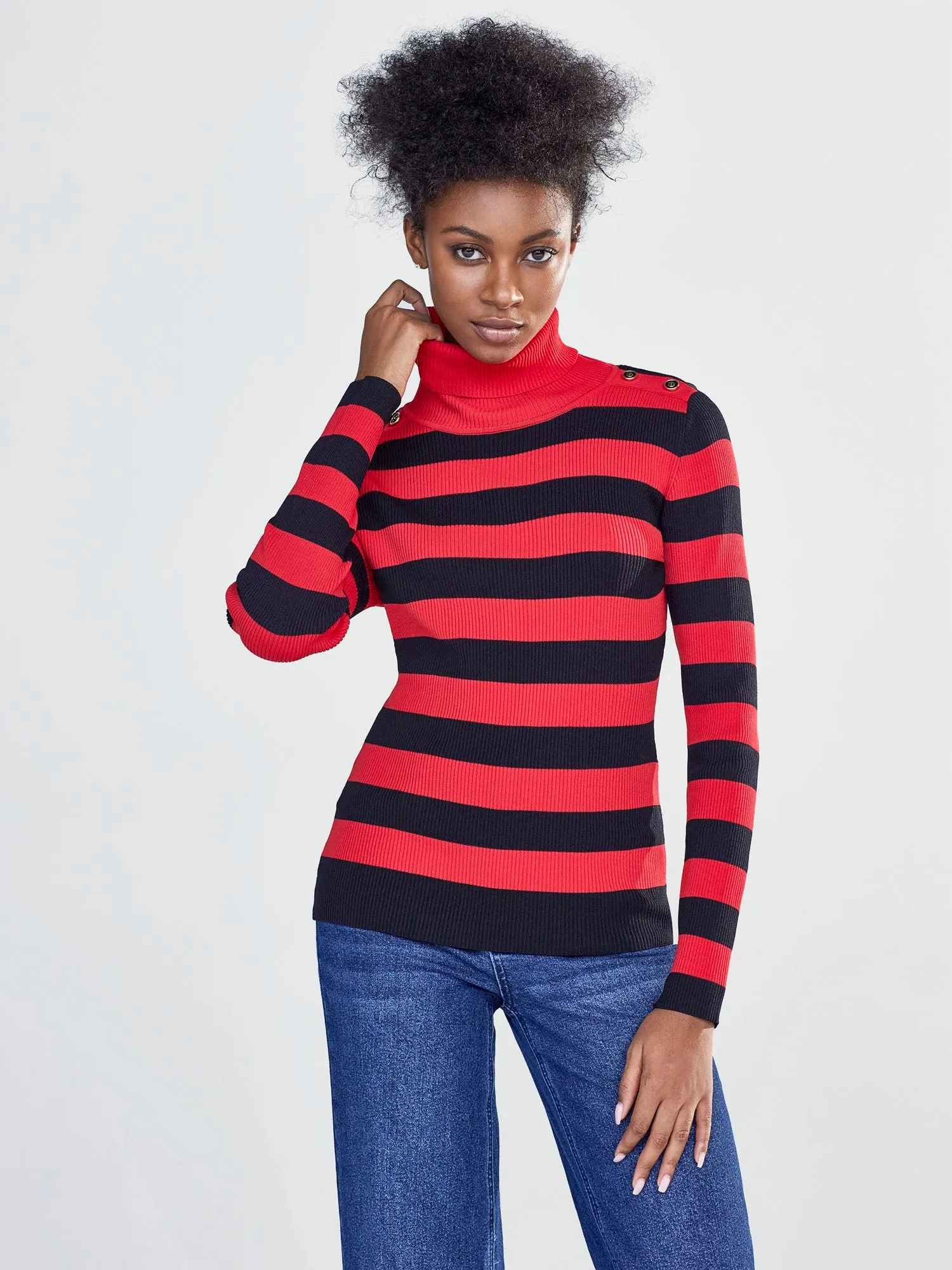 Stripe Turtleneck Sweater