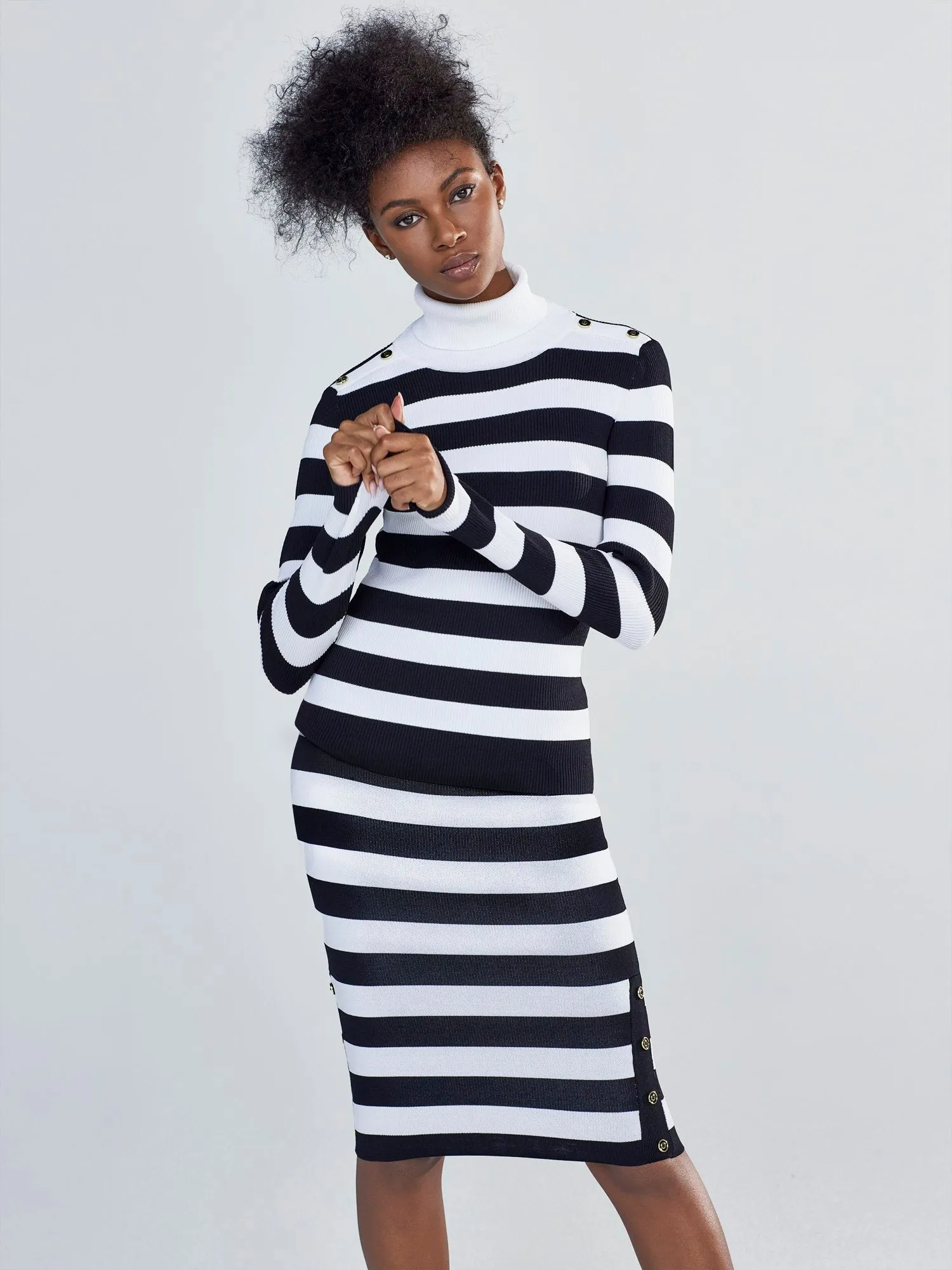 Stripe Turtleneck Sweater