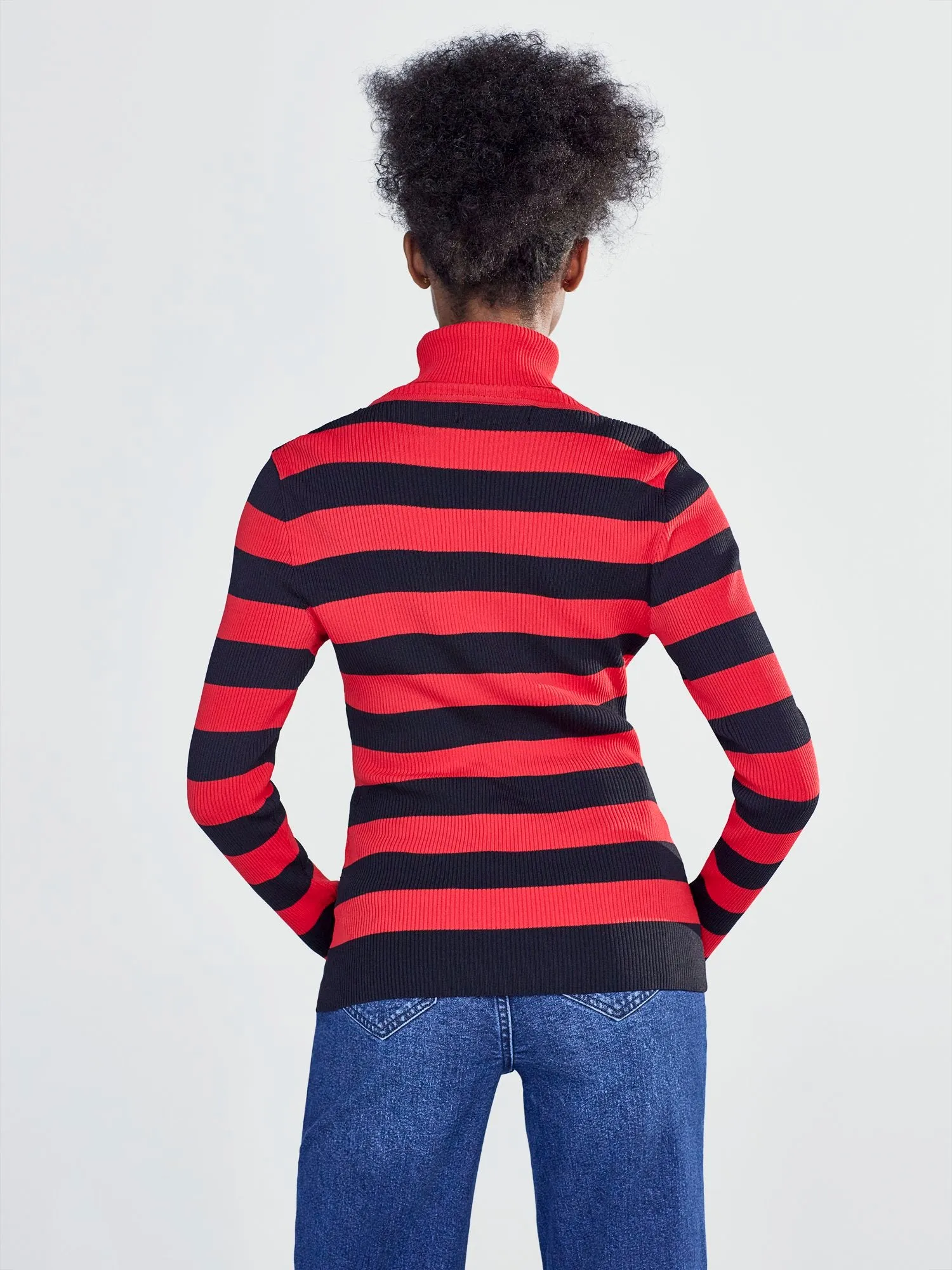 Stripe Turtleneck Sweater