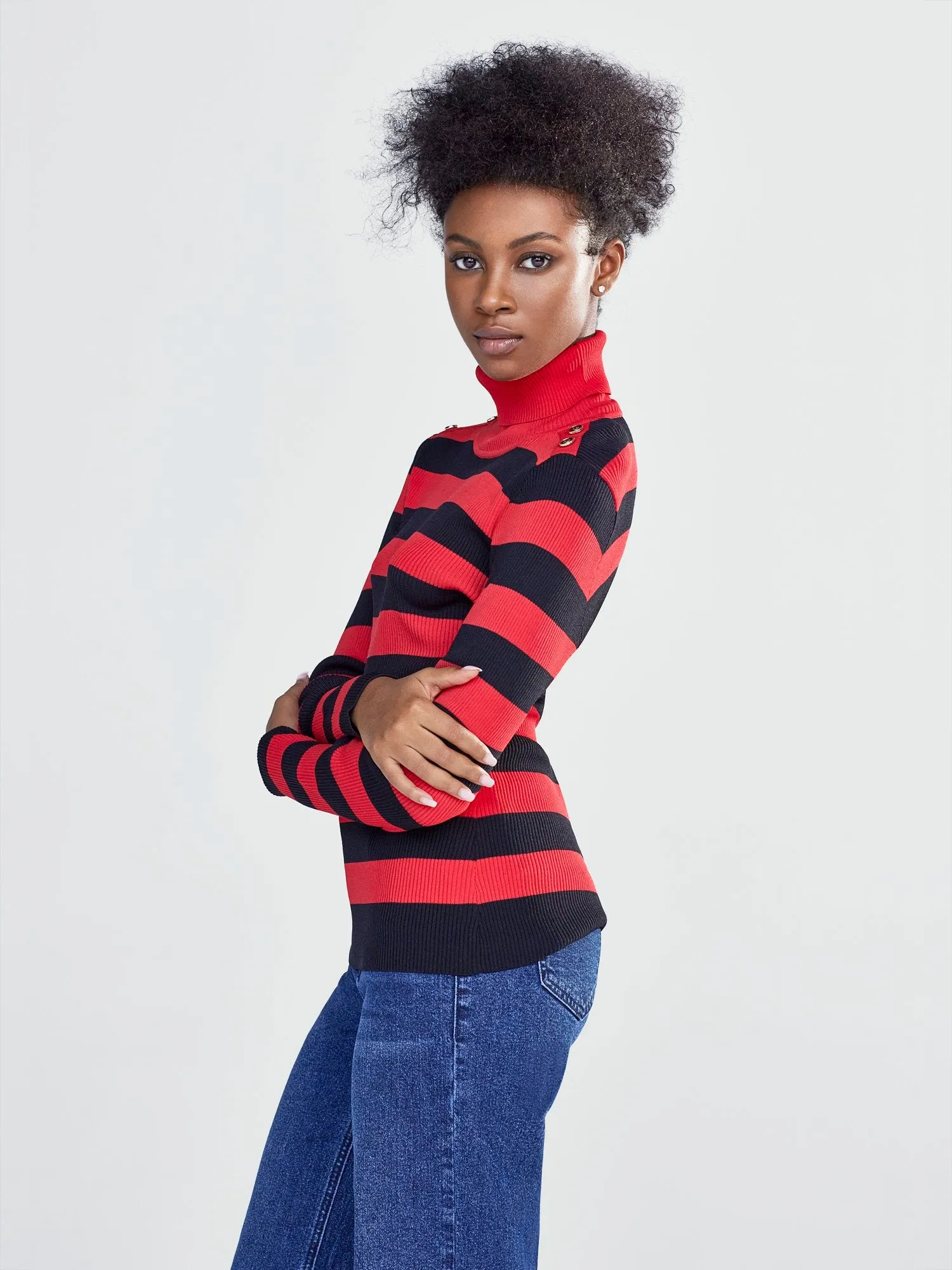 Stripe Turtleneck Sweater