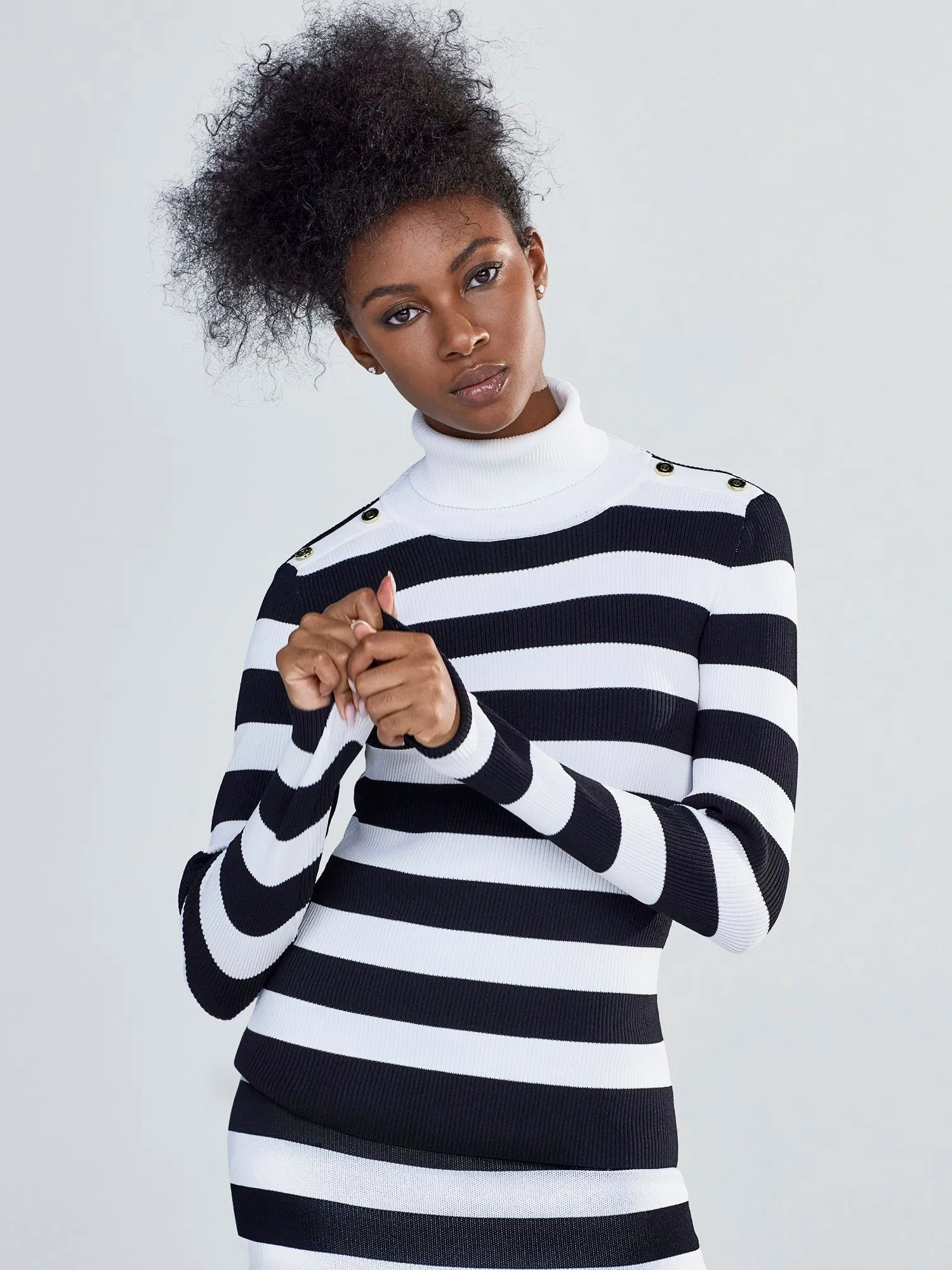 Stripe Turtleneck Sweater