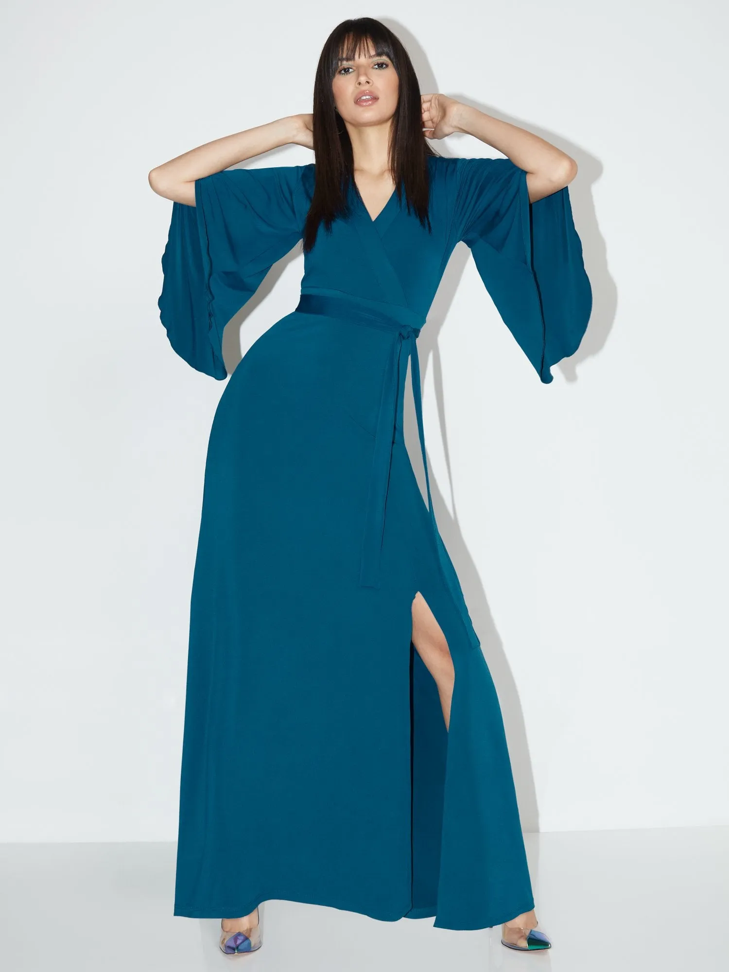 Tall V-Neck Bell-Sleeve Kimono Maxi Dress - NY&C Style System