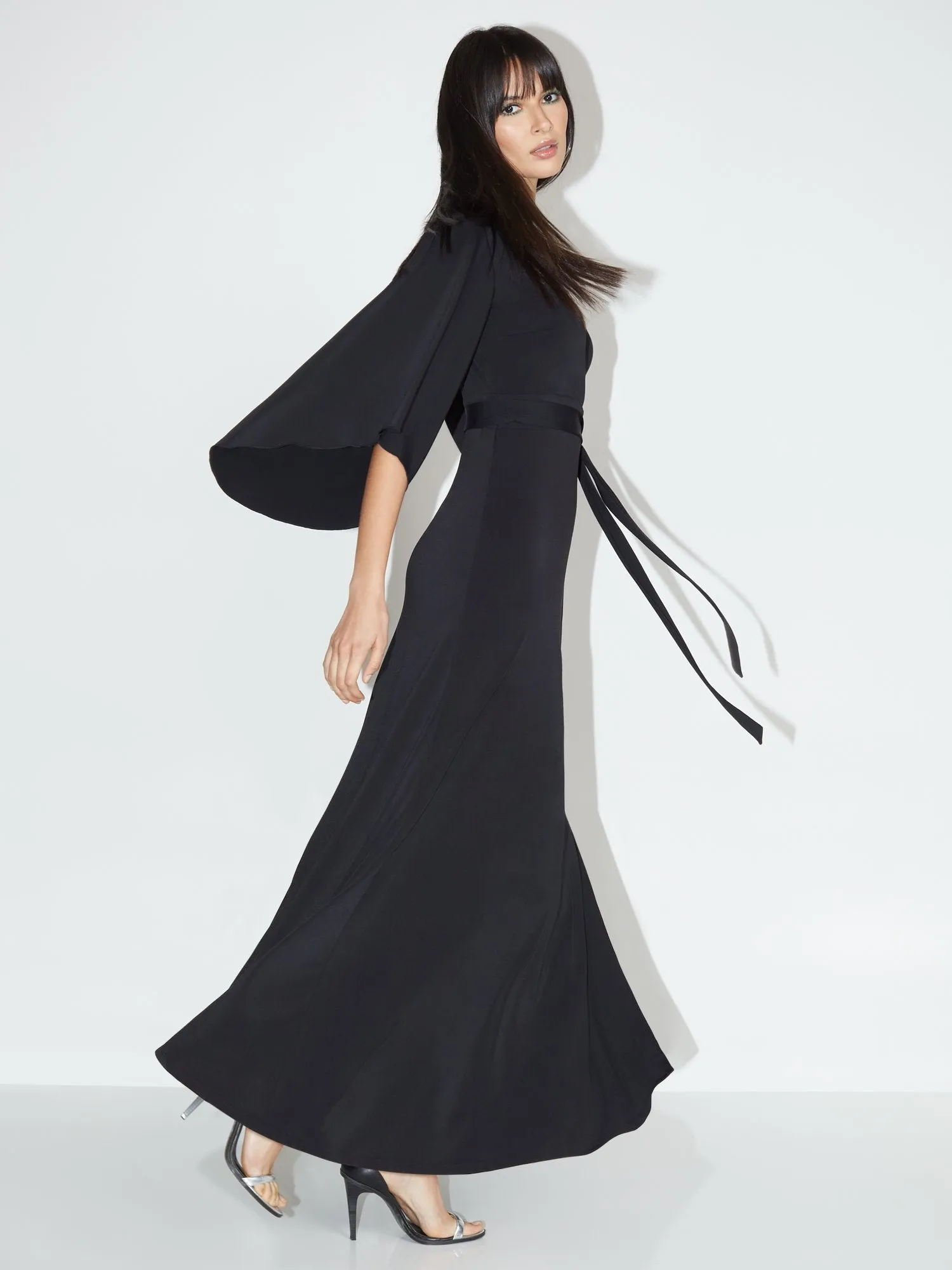 Tall V-Neck Bell-Sleeve Kimono Maxi Dress - NY&C Style System