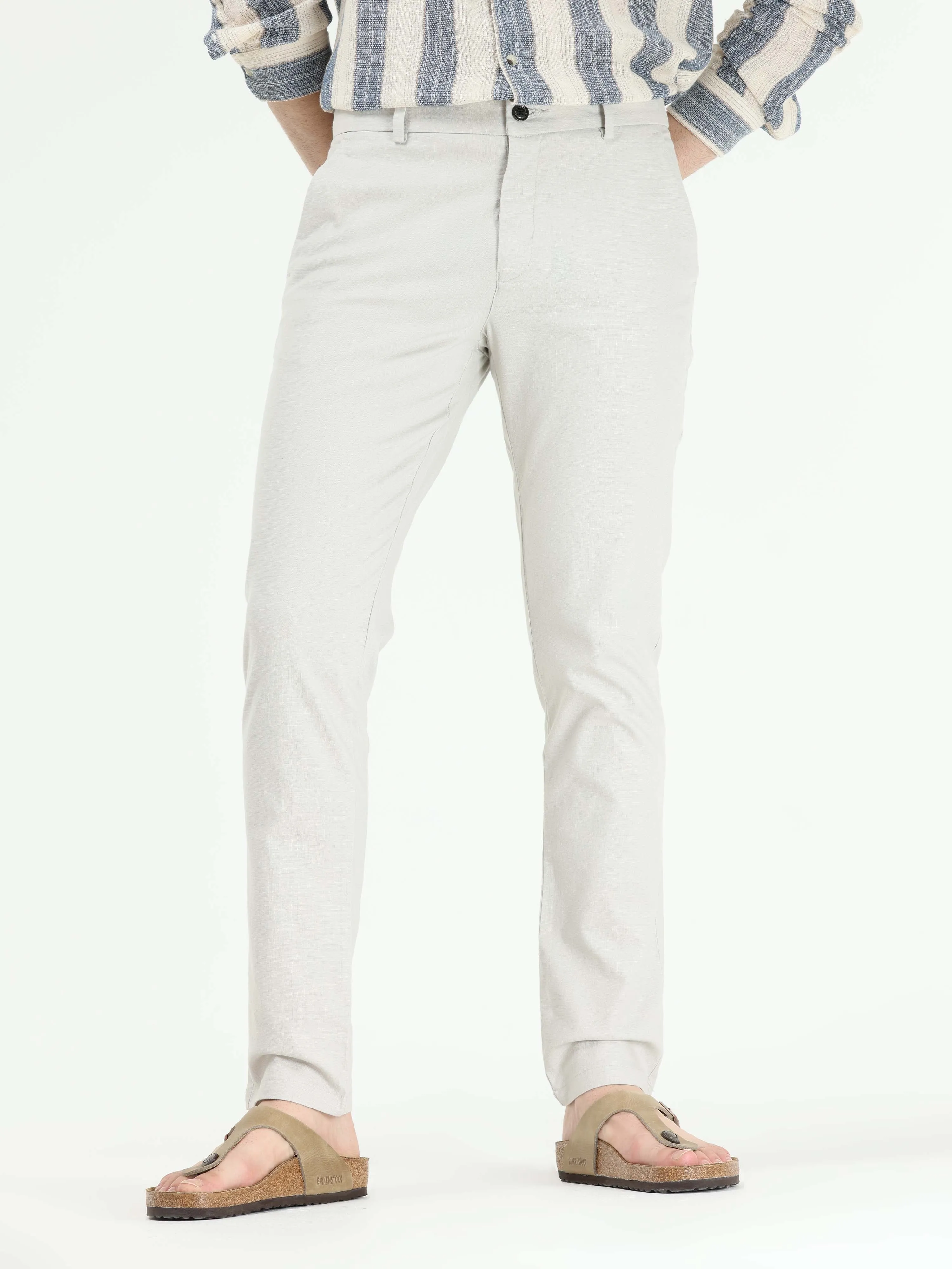 Timeless Cotton Light Grey Linen Chino