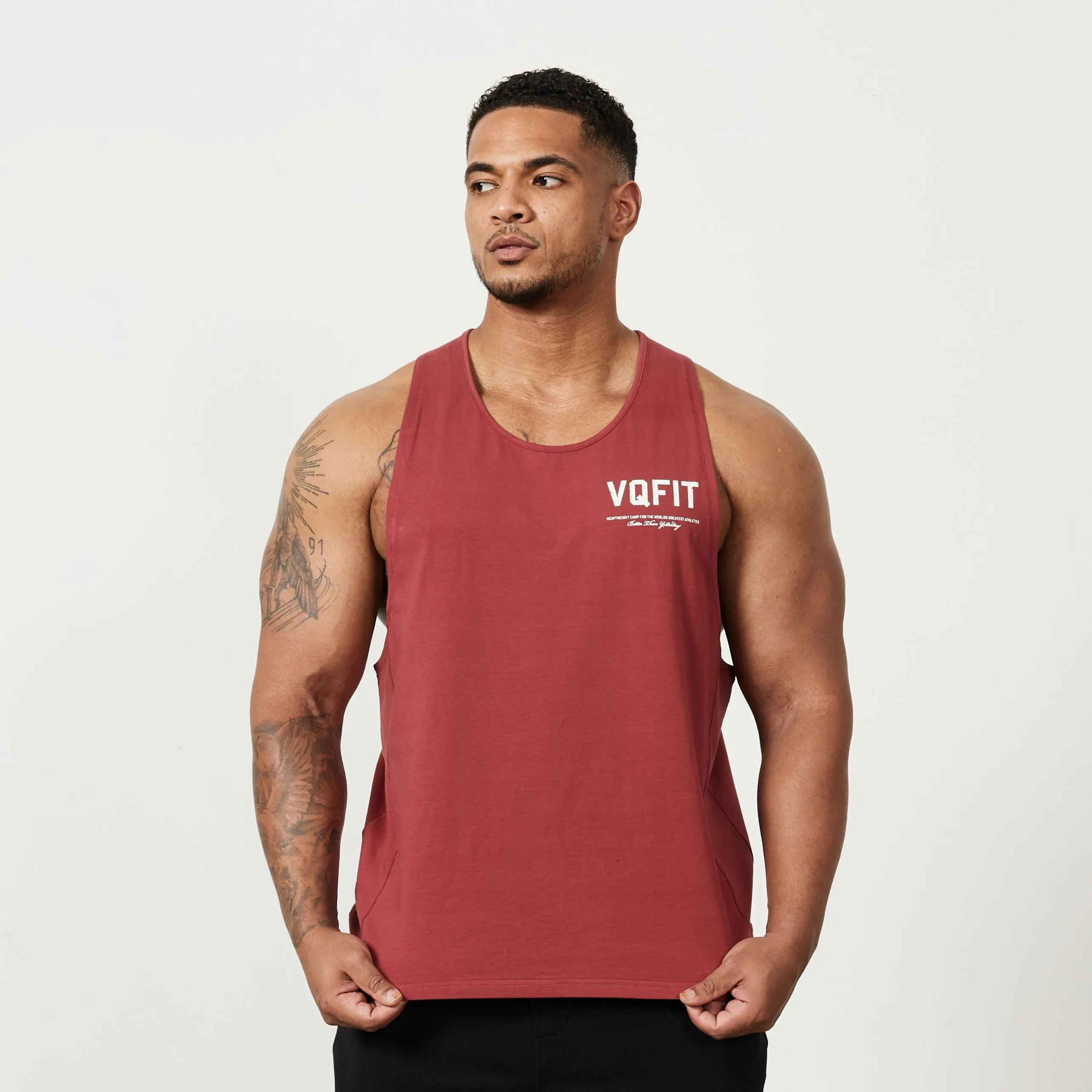 Vanquish VQFIT Distressed Print Brick Red Tank