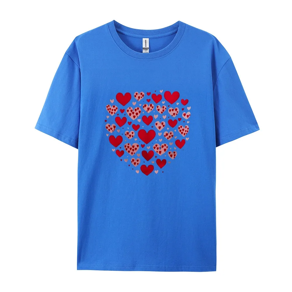 Women Happy Valentine's Day Red Heart Print Graphic T-shirt