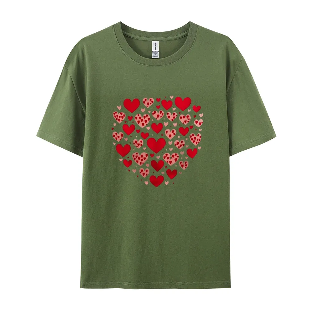 Women Happy Valentine's Day Red Heart Print Graphic T-shirt