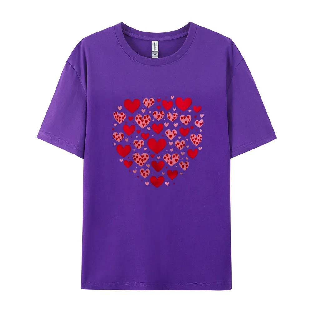 Women Happy Valentine's Day Red Heart Print Graphic T-shirt