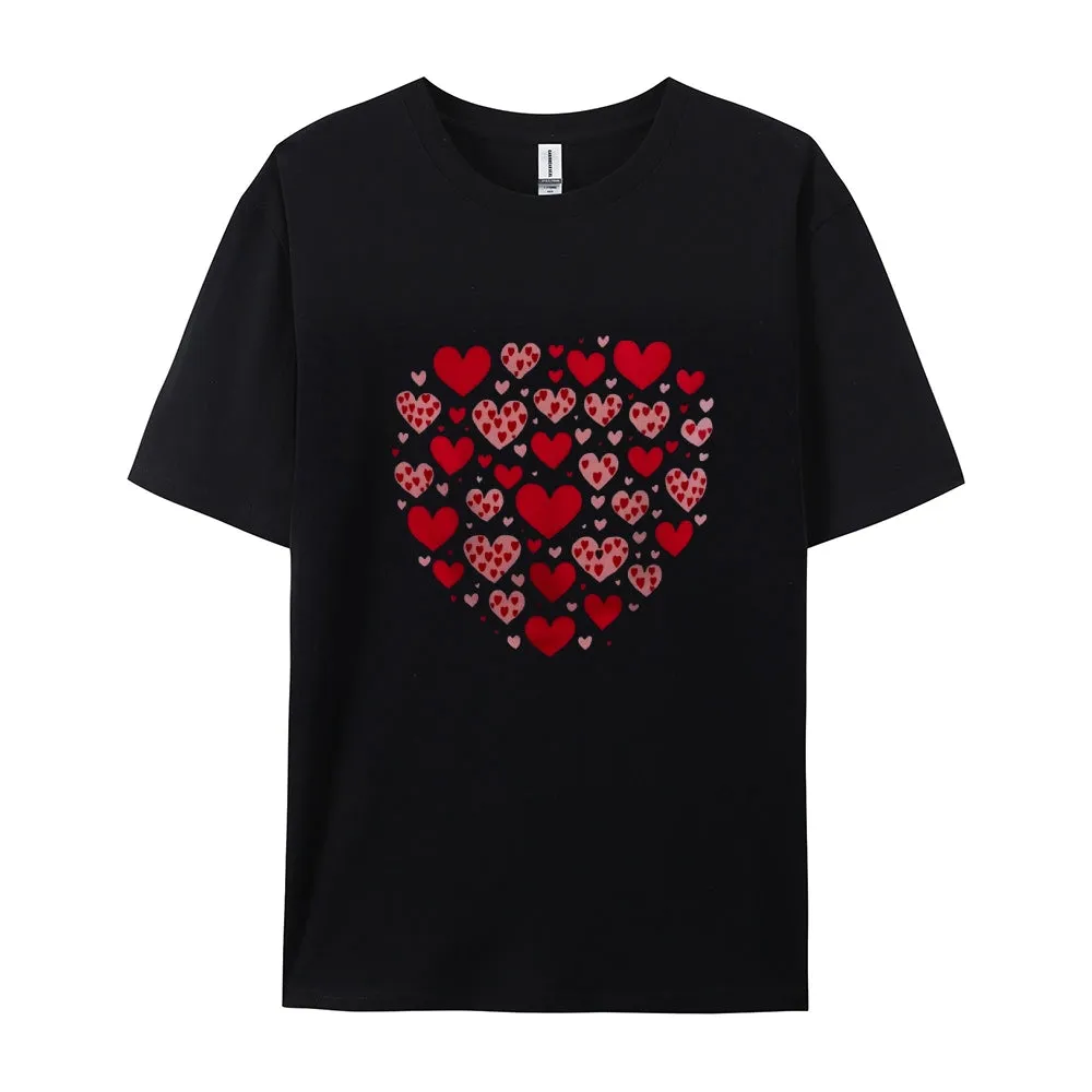 Women Happy Valentine's Day Red Heart Print Graphic T-shirt