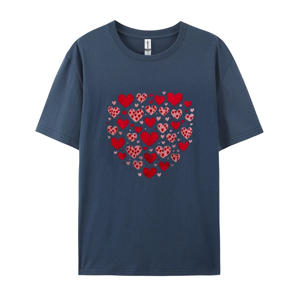 Women Happy Valentine's Day Red Heart Print Graphic T-shirt