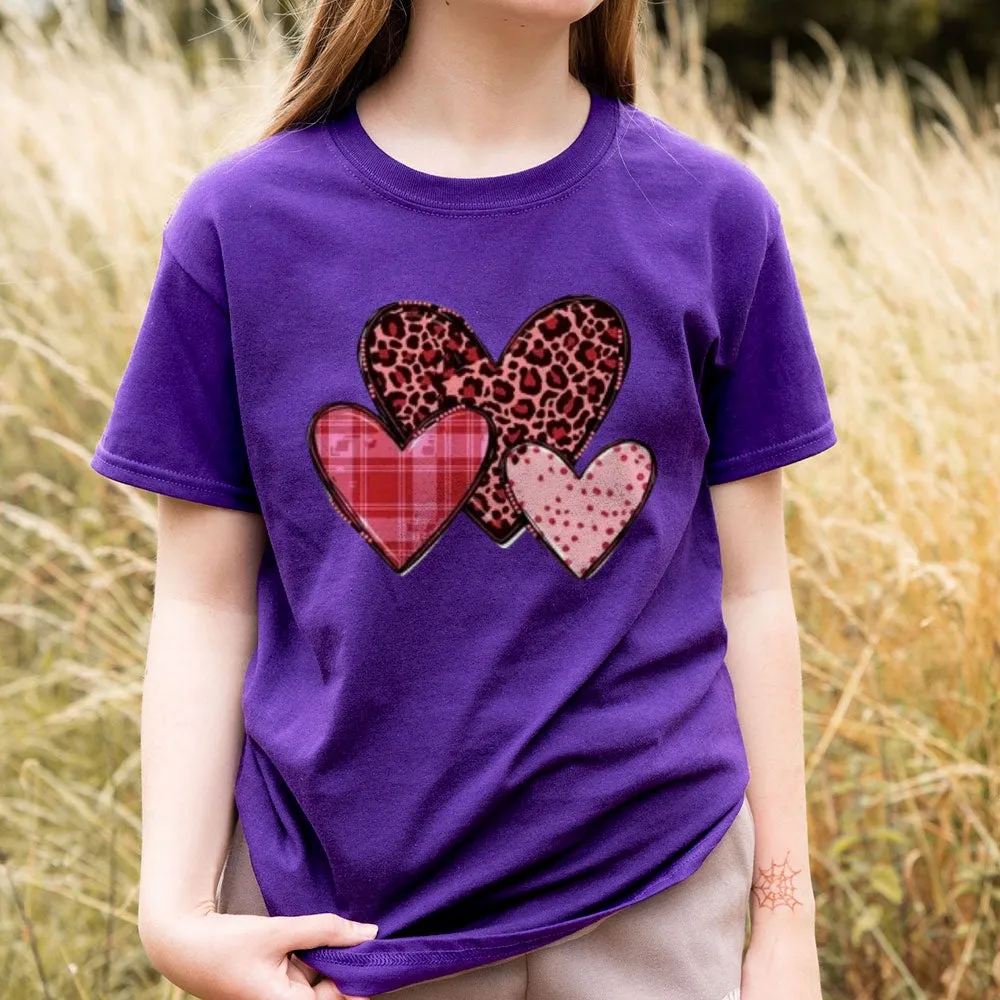 Women Love Leopard Heart Valentine's Day Print Graphic T-shirt