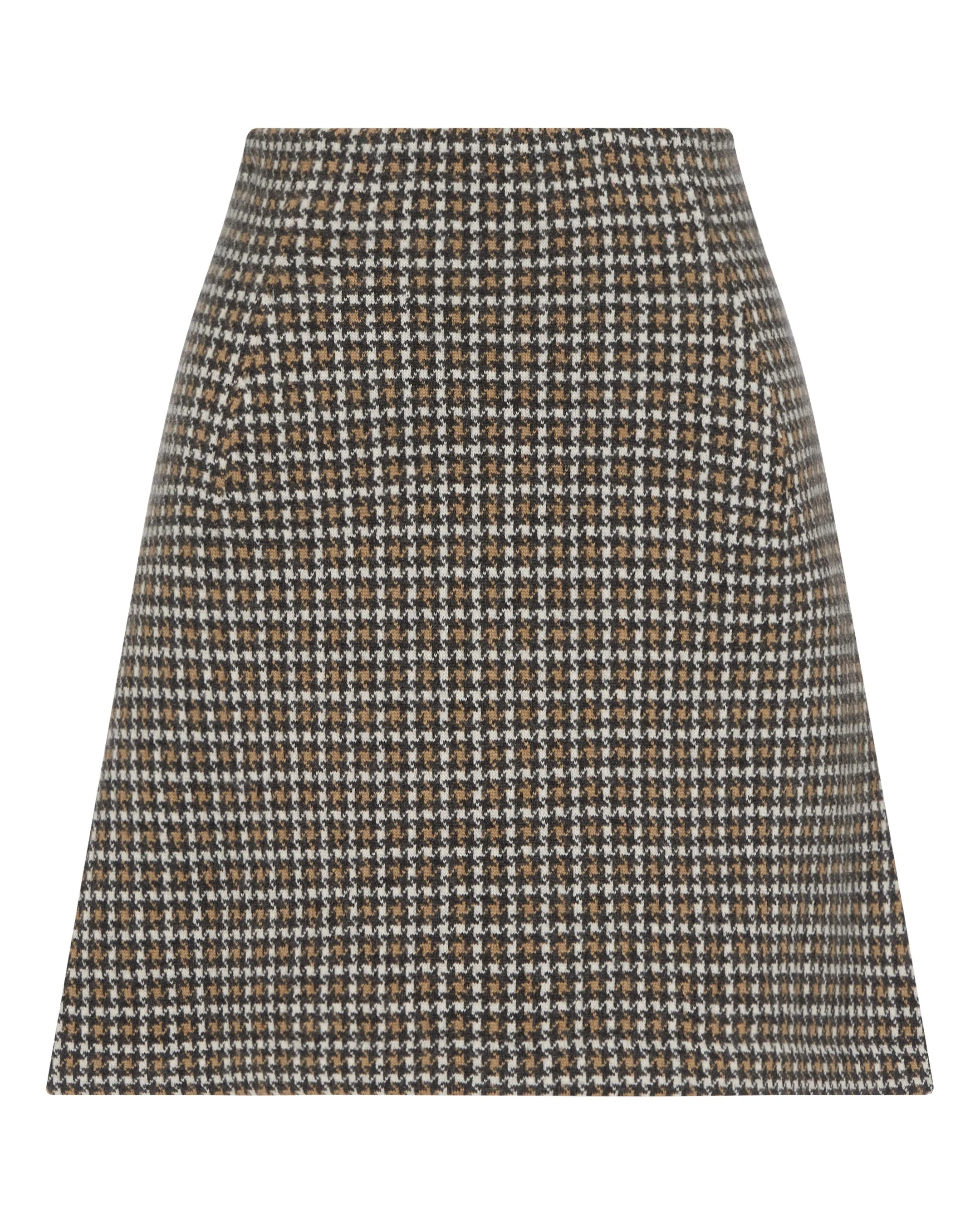 Women's Dogtooth Mini Cashmere Skirt Brown