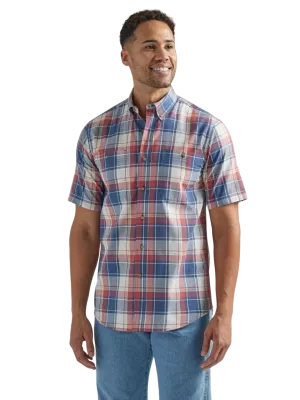 Wrangler Men's Wear Short Sleeve Plaid Button-Down Shirt - Big